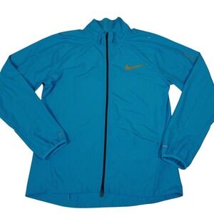 Nike Running Jacket Mens Medium Blue Full Zip Lightweight Athletic Windbreaker